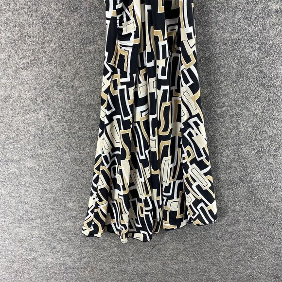 MKM Dress Women L Large Black Geometric Sheath Midi Halter Neck Sleeveless - Picture 7 of 12